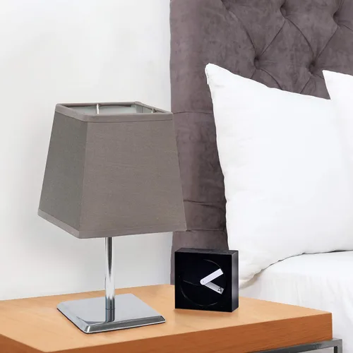 Miniatura 5 de Simple Designs LT2062-GRY - Mini lámpara de mesa de cromo cuadrado con pantalla de tela Empire, gris