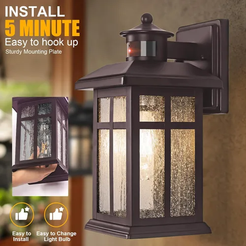 Miniatura 2 de Luz de Porche Actualizada de Anochecer a Amanecer, Accesorios de Iluminación Exterior de Montaje en Pared Bronce Frotado con Aceite, Luces de Porche