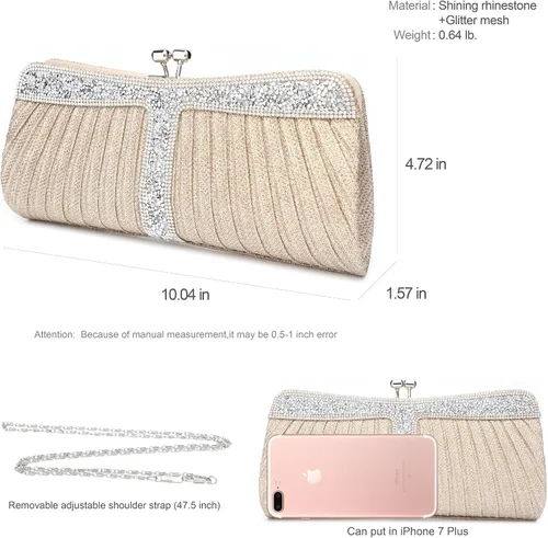 Miniatura 10 de Monederos de mano con diamantes de imitación para mujer, bolsos y bolsos formales de boda, fiesta, graduación, bolsas de dinero