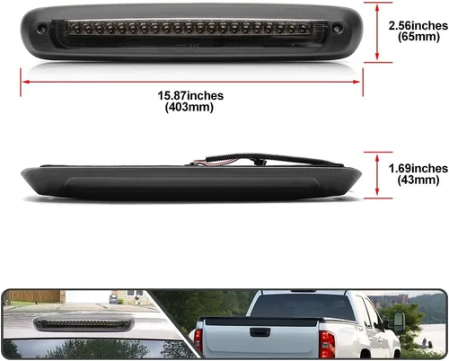 Miniatura 6 de Tercera luz de freno LED para Chevy Silverado GMC Sierra 2007-2014 3ª luces de freno luz de carga blanca con estroboscópica roja OEM lámpara