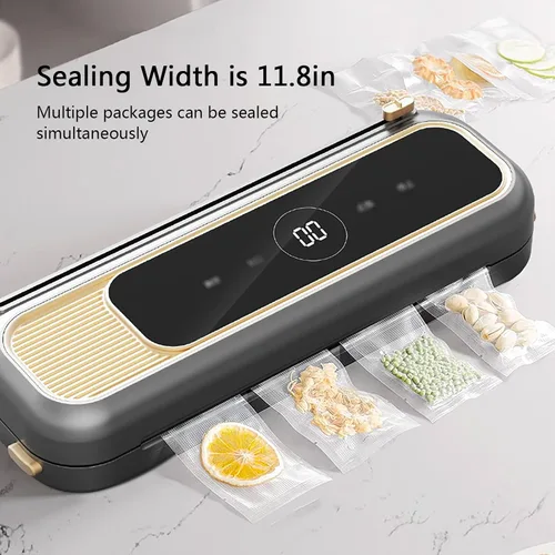 Miniatura 3 de Máquina selladora al vacío para almacenamiento de alimentos, potente sello de 65 kPa con cortador, conservador de alimentos compacto para seco