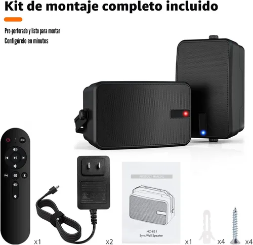 Miniatura 6 de Altavoces Bluetooth para exteriores alimentados por CA de 400 W Sincronización inalámbrica más de 100 altavoces Soporte de pared impermeable