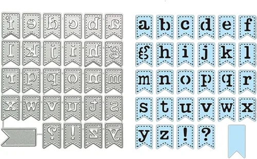 Miniatura 8 de Plantilla de bandera de alfabeto, troqueles de corte de acero al carbono, álbum de recortes, álbum de fotos, grabado, tarjetas de papel, plantillas