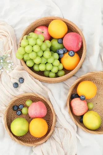 Miniatura 2 de HITOMEN Cestas de pan de ratán hechas a mano redondas de mimbre para servir frutas, cuencos de almacenamiento de frutas de tejido natural