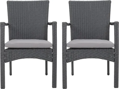 Miniatura 14 de Christopher Knight Home PE Wicker Dining Chairs Set of 2, Outdoor Patio Chairs with Removable Cushion, Poolside Dining Furniture, Aluminum Frame