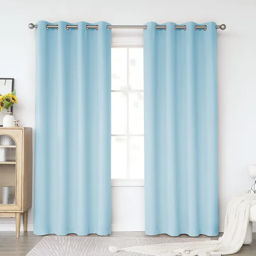 Miniatura 31 de KEQIAOSUOCAI Cortinas rosa bebé de 63 pulgadas para habitación de niñas - Con aislamiento térmico que oscurece la habitación, cortinas de ventana