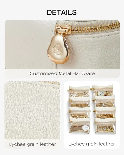 Miniatura 3 de Vlando Joyero con 8 bolsas de joyería de terciopelo, caja de almacenamiento de joyas de viaje para mujeres y niñas, organizador de joyas de pétalos