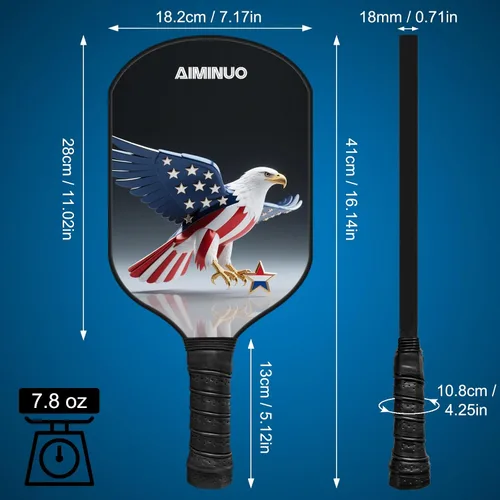 Miniatura 4 de Palas de pickleball de fibra de vidrio, juego de paletas de pickleball ligeras de 0.63 pulgadas para hombres, mujeres, niños, interiores y exteriores