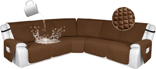 Miniatura 49 de HDCAXKJ Fundas de sofá seccional reclinable 100% impermeable, forma de L, funda de sofá reclinable lavable acolchada suave para mascotas, perro