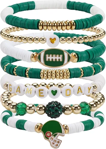Miniatura 10 de Ardorchid Pulseras de Halloween para Mujeres Calabaza Fantasma Esqueleto Murciélago Calavera con Cuentas Apilables Elásticas Rugby Acción de Gracias