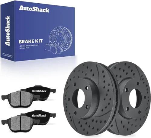 AutoShack Pastillas de freno de cerámica para rotores de freno delanteros perforados y ranurados, repuesto para Mazda 3 2004-2013 2009 2010 2012