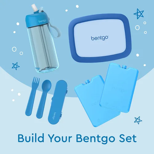 Miniatura 6 de Bentgo Juego de utensilios para niños, tenedor, cuchara y estuche de almacenamiento de plástico reutilizable, materiales sin BPA, asas de fácil