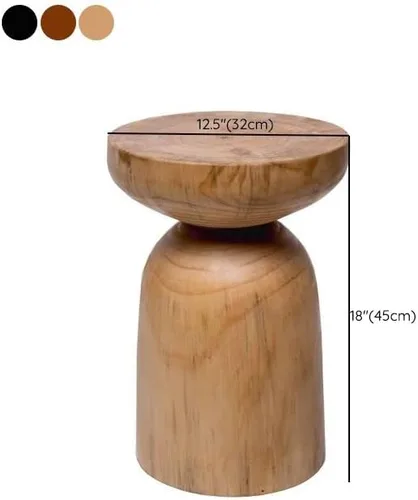 Miniatura 3 de Mesa auxiliar, mesa auxiliar redonda escandinava de madera, mesa auxiliar con pedestal para sala de estar, 1 mesa, color negro de 12.5 pulgadas