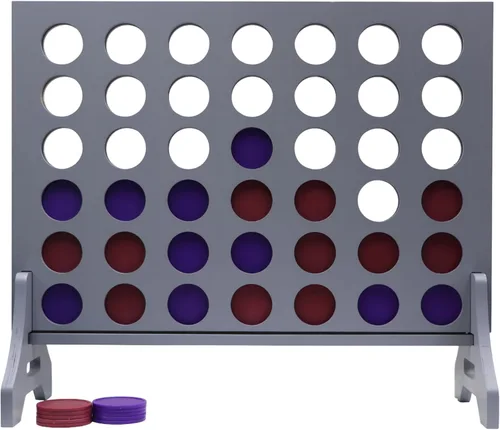 Miniatura 46 de Juego gigante 4 en una fila para familia y adultos – Tailgating Pros Jumbo de madera gris cuatro en una fila juego de patio para interiores