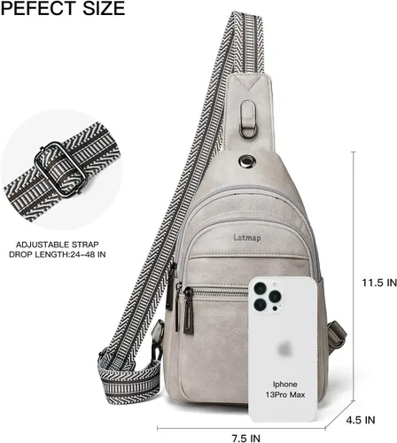 Miniatura 4 de Sling Bag For Women Faux Leather Small Casual Daypack Backpack Fanny Pack Crossbody Chest Bags Purse