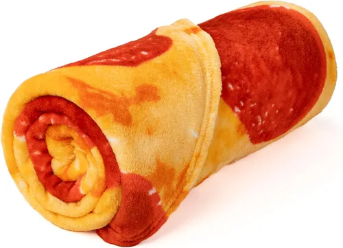 Miniatura 8 de Pavilia Manta de Pizza, Envoltorio de Pizza de Pepperoni y Queso de Doble Cara, Manta Novedosa para Adultos y Niños, Manta de Comida Realista