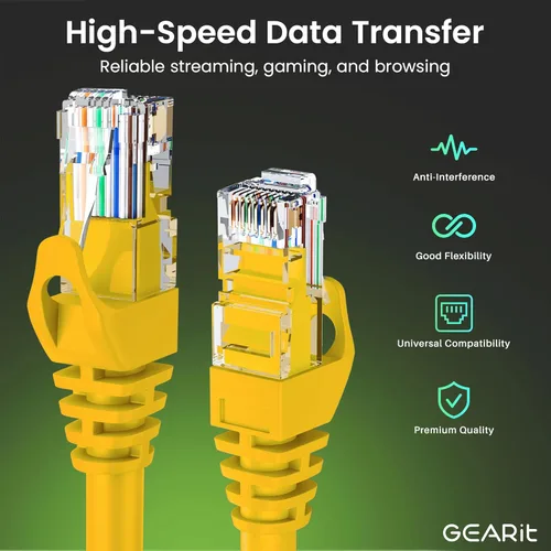 Miniatura 3 de GEARit Cable de conexión Ethernet Cat 6 de 7 pies amarillo (paquete de 10) – Cables de conexión Cat6 de 7 pies, cable de conexión amarillo/Ethernet