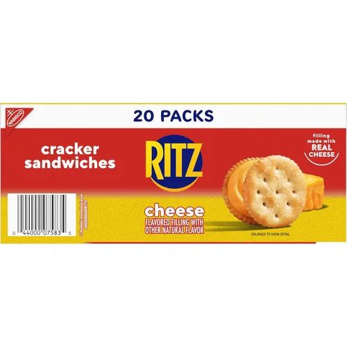 Miniatura 18 de RITZ Galletas tipo sándwich de queso, aperitivos para el almuerzo, 20 paquetes de bocadillos (6 galletas por paquete)