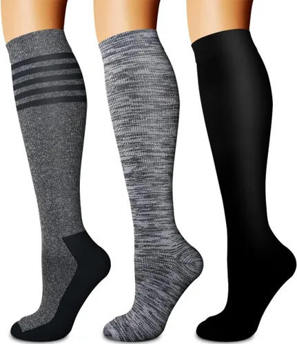 Miniatura 64 de Calcetines de compresión para mujeres y hombres (3 pares) – El mejor apoyo para enfermeras, correr, senderismo, recuperación y calcetines de vuelo