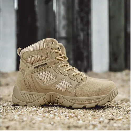 Miniatura 5 de Botas de senderismo para hombre, ligeras, a medio tobillo, para senderismo, al aire libre, antideslizantes, tácticas, botas de combate