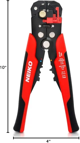 Miniatura 9 de NEIKO 01924A Pinzas autoajustables automáticas de 3 en 1 para pelar, cortar y crimpar cables, corta hasta 10 AWG