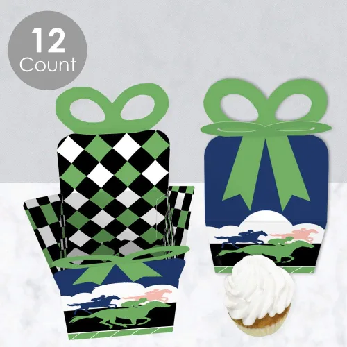 Miniatura 3 de Big Dot of Happiness Kentucky Horse Derby - Cajas de regalo cuadradas - Cajas de lazo para fiesta de carreras de caballos - Juego de 12