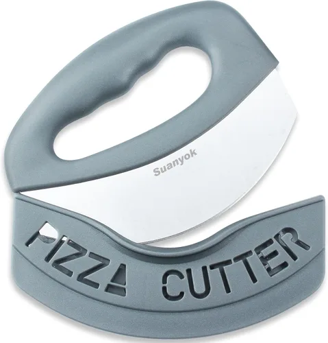 Miniatura 9 de Suanyok Cortador de pizza premium con rueda y picador de alimentos - Cuchillo de pizza multifunción con cuchilla superafilada de acero inoxidable