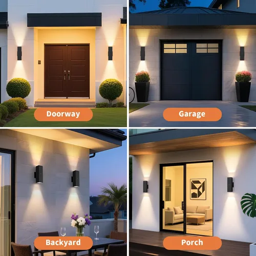 Miniatura 7 de 1 paquete de iluminación exterior del atardecer al amanecer, luces LED cuadradas hacia arriba y hacia abajo, accesorios de iluminación exterior
