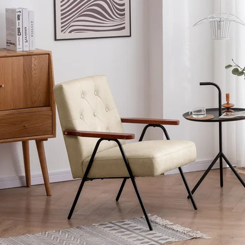 Miniatura 4 de UNICOO - Sillas decorativas modernas, sillón de mediados de siglo, sillas de sala de estar, silla de ocio con patas de metal, sillas laterales