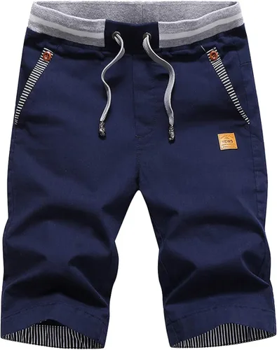 Tansozer - Pantalones cortos para hombre estilo casual corte clásico con cordón pantalones cortos de playa de verano con cintura elástica y bolsillos