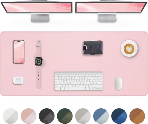 Miniatura 21 de Tapete protector para escritorio y mouse, antideslizante, de piel sintética, tapete impermeable de escritura para laptop, para oficina y hogar