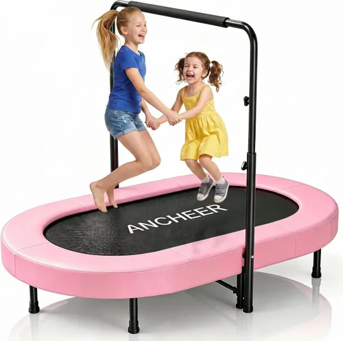 Miniatura 11 de Trampolín para niños, trampolín para niños pequeños, deportes de interior y juegos al aire libre, 56 pulgadas, capacidad de 220 libras
