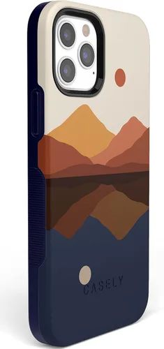 Miniatura 2 de Funda Casely para iPhone 12/12 Pro Los opuestos se atraen Montañas de día y noche Compatible con MagSafe Diseño protector audaz