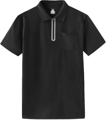 Miniatura 3 de MOHEEN Men's Zipper Polo Shirt Quick Dry Performance Short Sleeve Athletic Casual Collared Golf Shirts for Men with Pocket