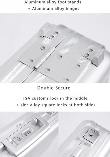 Miniatura 4 de Maletín grande de aluminio 18.1X13.8X6.1 Pulgadas con cerradura de combinación TSA, maletín de metal, caja de herramientas, caja de efectivo