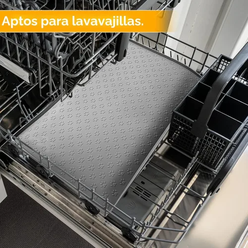 Miniatura 8 de Ptlom Mantel individual para mascotas para perros y gatos, tapete para evitar el desbordamiento de alimentos y agua, adecuado para mascotas Gris