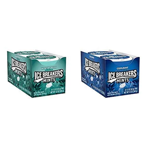 Miniatura 8 de ICE BREAKERS - Mentas para el aliento sin azúcar, sabor gaulteria, latas de 1.5 onzas (8 unidades)