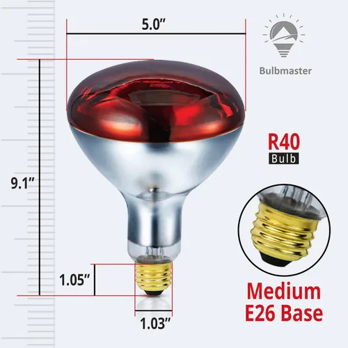 Miniatura 2 de 250 vatios R40 bombillas rojas de lámpara de calor infrarrojos reflector de inundación reflector incandescente para servicio de alimentos, bombilla
