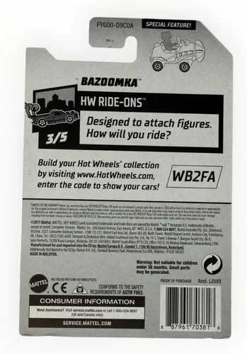 Miniatura 2 de Hot Wheels 2019 HW Ride-Ons Bazoomka (coche de avión hélice) 15/250, caza del tesoro verde oscuro
