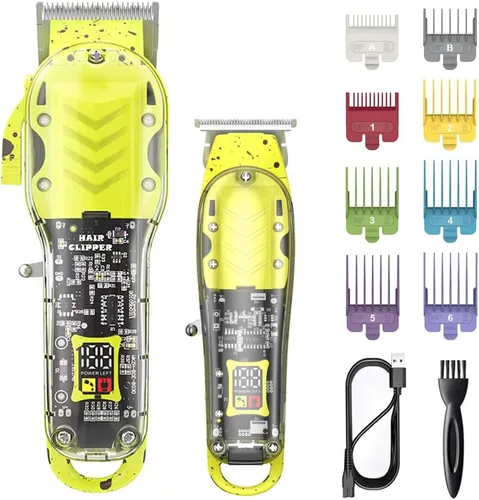 Miniatura 8 de WAIKIL Kit de recortadora de cabello para hombres, juego de peluquería profesional para recortar barba y cabello, carga silenciosa y duradera