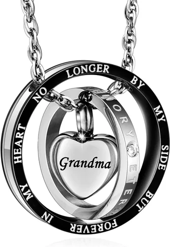 Miniatura 54 de XIUDA Collar de urna de cremación para cenizas, recuerdo tallado con recuerdo eterno de acero inoxidable, joyería conmemorativa para cenizas