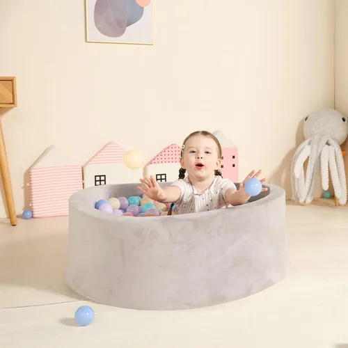 Miniatura 3 de TRENDBOX Piscina de pelotas de espuma para niños pequeños, 35x11 pulgadas, piscina de bolas suave para bebés con cubierta de terciopelo lavable
