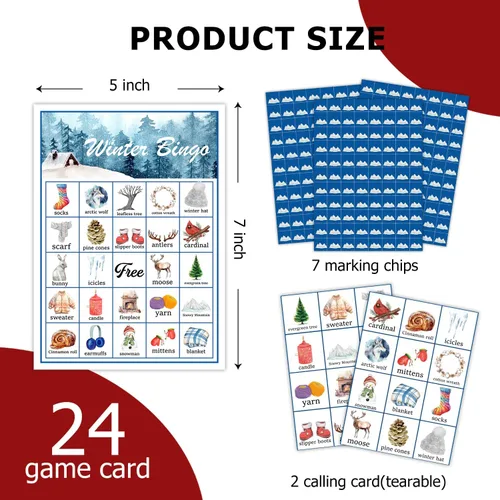 Miniatura 2 de Juegos de fiesta de bingo de Navidad, juegos de fiesta de Navidad para suministros de fiesta de Navidad, 24 jugadores, suministros de fiesta