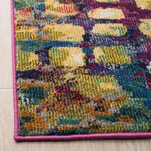 Miniatura 4 de SAFAVIEH Colección Madison - Alfombra de pasillo, 2'2" x 6', color fucsia y oro, diseño bohemio abstracto envejecido, no desprende pelusa y fácil