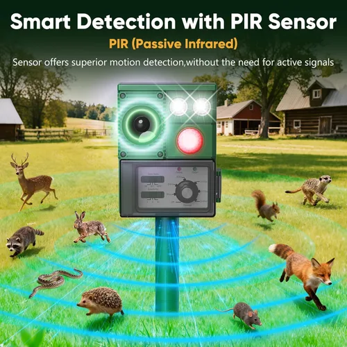 Miniatura 2 de 2026 Upgraded Solar Ultrasonic Animal Repellent, Deer Repellent Devices Cat Repellent Outdoor Squirrel Repellent Dog Raccoon Skunk Rabbit Rodent