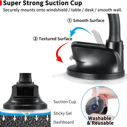 Miniatura 8 de APPS2Car Soporte para Tablet en Coche para iPad Portátil para Camiones Montura de Brazo Largo Extensión Ventosa Fuerte Montura para Parabrisas