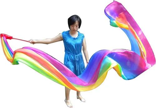 Miniatura 11 de Winged Sirenny 4.4yds Colorful Flowy Soft Silk Ribbon Throw Streamer with Rod,Church Liturgical Praise Worship Adoration Dance Ribbon Beginners