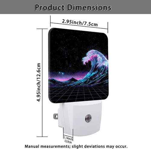 Miniatura 3 de Waves Night Lights Plug Into Wall, Retro Futuristic Stars Mountains Summer Blue Smart Led Plug in Night Lights for Wall Socket for Bedroom Kids Room