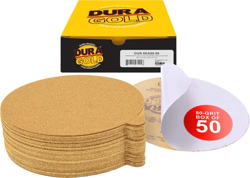 Miniatura 15 de Dura-Gold Discos de lija PSA dorados de 6 pulgadas de alta calidad, grano 400, caja de 50 unidades, papel de lija autoadhesivo para lijadora DA
