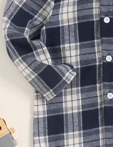 Miniatura 5 de Fuermos Ropa de franela con botones y botones para bebés y niños pequeños